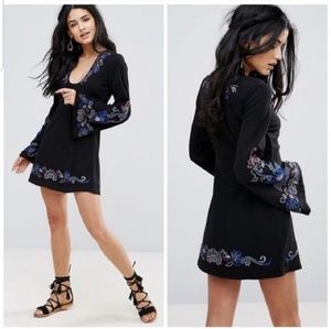 Free People | Floral Embroidered Bell Sleeve Dress